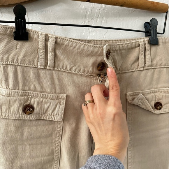 Veronica Beard Blake Straight Raw Hem Cotton Utility Pants Tan 26 - Picture 10 of 12